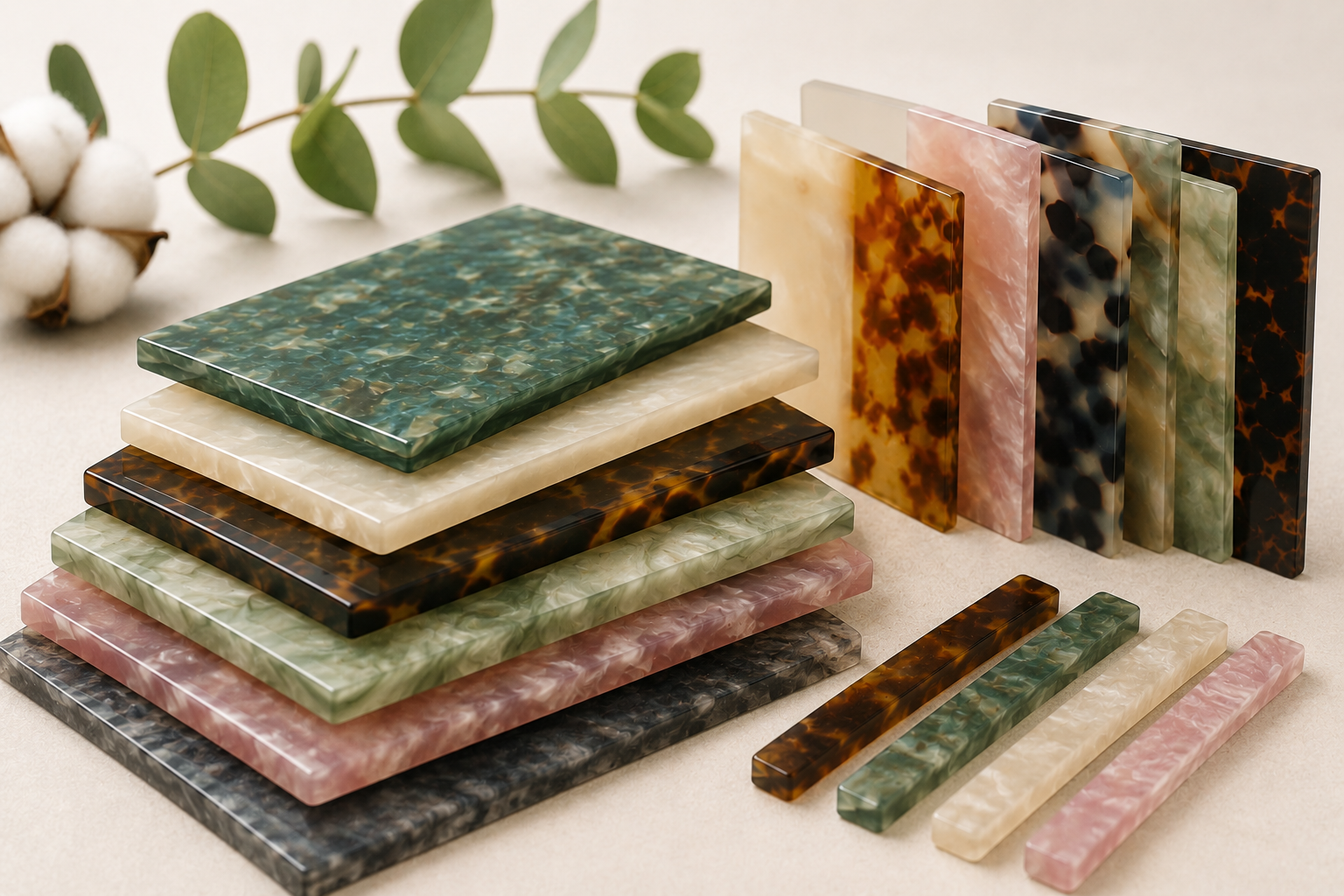 Bio acetate sheets in multiple colors and patterns for eyewear frames
