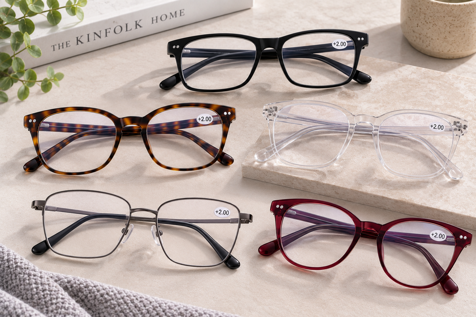 Custom reading glasses collection in acetate and different frame colors