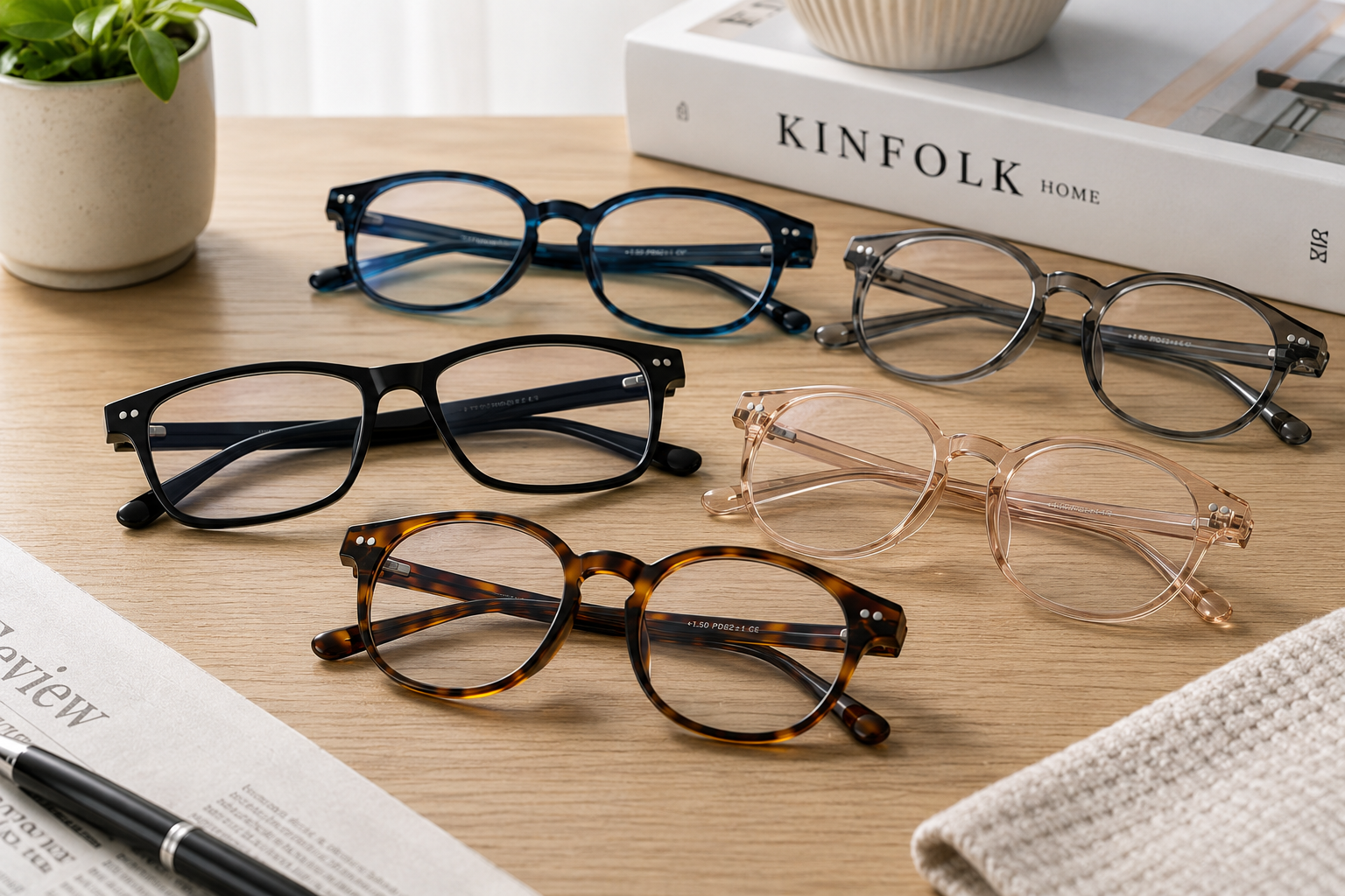 Custom reading glasses collection in different colors and styles