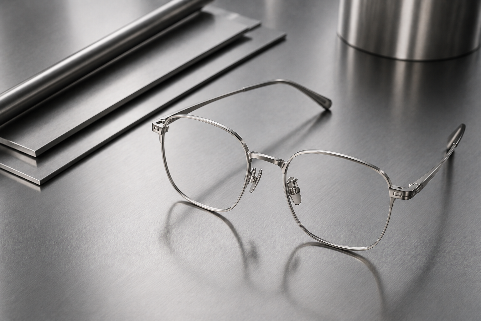 Stainless steel optical eyewear frame with stainless steel material