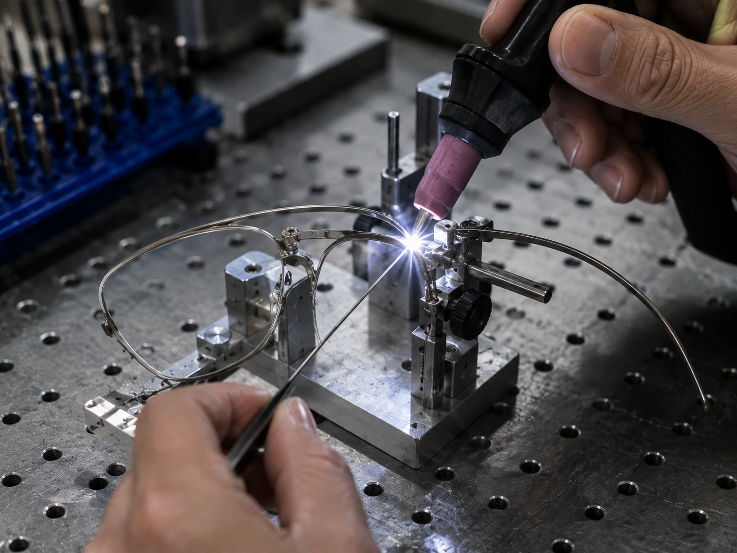 Titanium eyewear welding
