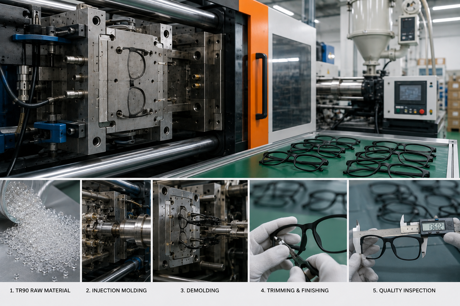 TR90 eyewear injection molding production process